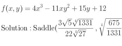The f(x,y)=4x^3-11xy^2+15y+12 is 